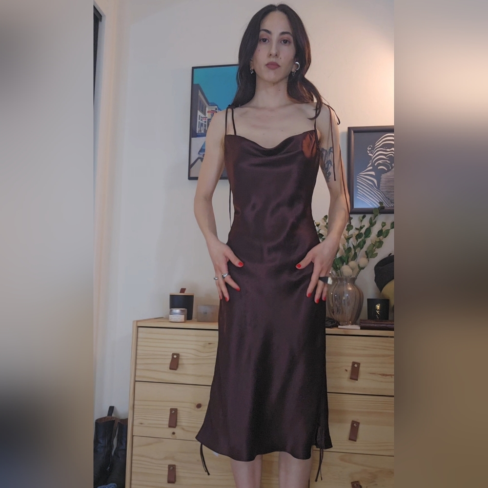 Chocolate Brown Silk Slip Dress
